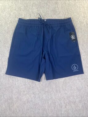 Volcom Manic Solid 7” Navy Blue Boardshorts Swim Trunks Size S NWT